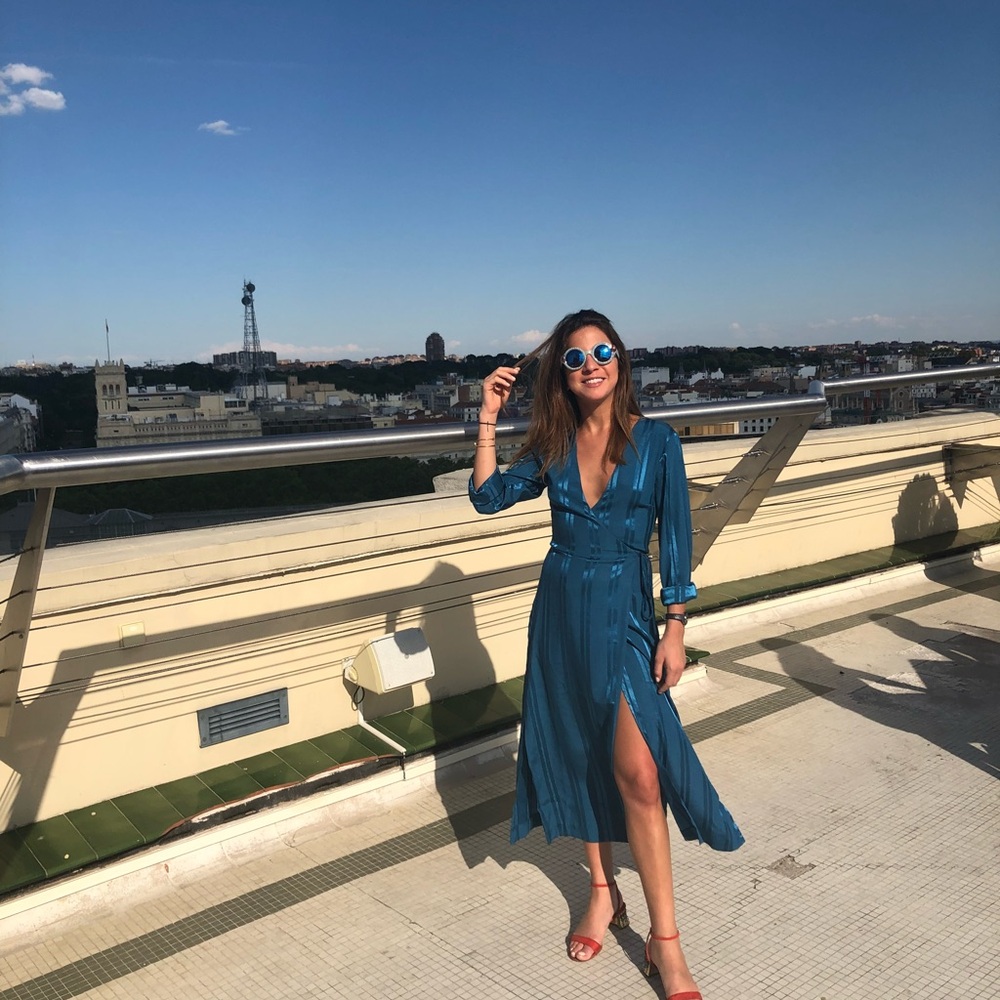 Elegant Turquoise Midi Slit Dress